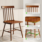 HOMCOM Windsor Dining Chairs Set of 4, Farmhouse Wooden Kitchen Chairs with Rubber Wood Frame and Spindle Backrest for Dining & Living Room, Light Brown