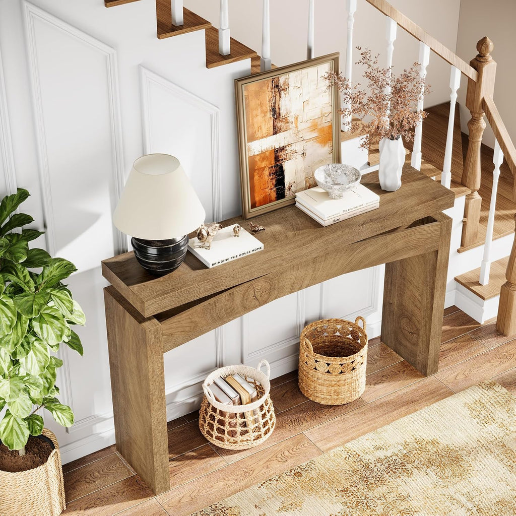 Celaform Console Tables for Entryway, 47.2 Inch Long Sofa Table with Storage, Farmhouse Wood Style Entry Table Behind Couch Table for Living Room, Entrance, Hallway (Light Brown)