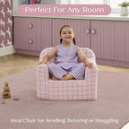 Delta Children Checkered Cozee Chair, Pink