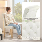Yaheetech Dining Chairs Set of 4 Fabric Upholstered Dining Room Chairs with Button Tufted High Back and Solid Wood Legs for Kitchen/Living Room/Restaurant, Modern Style, Beige