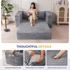 MAXYOYO Convertible Sofa Bed, 2 in 1 Folding Couch Bed for Small Space, Pull Out Loveseat Sofa Couch with Large Back Pillow, Plush Faux Fabric Lounge Couch for Living Room, Apartment, Grey