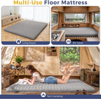 MAXYOYO Japanese Floor Futon Mattress Full Size, 3" Thicken Tatami Sleeping Pad Foldable Roll Up Mattress, Portable Floor Mattress Pad for Adults, Guest Room, Camping, Grey