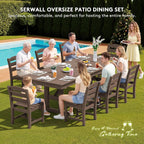 SERWALL Outdoor Armless Dining Chairs Set of 4, All-Weather HDPE Patio Dining Chair with 19.7" Widened Seat, for Backyard, Deck, Lawn and Garden, Brown