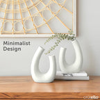 Crutello Minimalist White Ceramic U Style Vase - Set of 2 Modern Home Decor for Mantles, Bookshelves, Tables, Entryways