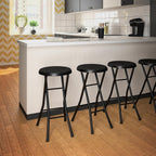 COSCO 24" Vinyl Padded Folding Stool, Multipurpose, Great for Small Spaces, Double Braced, Black, 4-Pack