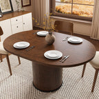 Extendable Round Dining Table for 4-8, 43in-59in Modern Wood Dining Room Table with Removable Leaves, Extendable Dinner Tables w/Heavy Duty Base for Kitchen|Living Room|Small Space, Walnut