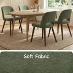 Usaint Wooden Dining Chairs Set of 4, 19.3" Modern Fabric Upholstered Dining Room Chair with Ergonomic Curved Backrest for Kitchen Dining Room and Restaurant, Green