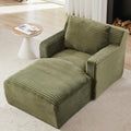 KEIKI 65.4" Indoor Single Chaise Sofa, Oversized Corduroy Lounge Chair for Bedroom & Reading Corner, No Assembly Comfy Sleeper Lounger with High Density Foam & Pocket Spring for Apartment Studio