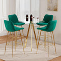 5 Piece Pub Dining Set, Modern Round Bar Table and Chairs for 4, 30" Counter Height Barstools and Glass Kitchen Table Set, 31" Small Dining Table with 4 Stools(Green)