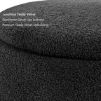 Homebeez 23" Round Storage Ottoman with Removable Lid, Faux Fur Footrest Stool - Modern Teddy Velvet Upholstered Coffee Table for Living Room, Bedroom, Entryway, Black