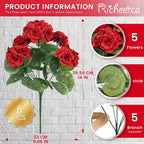 6 PCS 14" Artificial Geranium Flowers for Outdoors, Realistic Artificial Flowers UV Resistant Silk Faux Geraniums for Garden Planter Windowsills Patios Wedding Outdoor Home Decor, Red