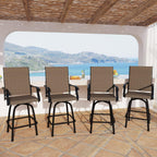 MFSTUDIO Outdoor Bar Stools Set of 4, Swivel Bar Height Patio Chairs Outdoor Barstools High Top Patio Swivel Bar Chairs, Breathable Textilene