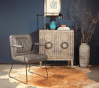 OSP Home Furnishings GT Faux Leather Accent Chair with Padded Armrests and Metal Frame, Sand