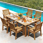 YEFU Outdoor Patio Chairs Set of 2: All Weather Outdoor Dining Chairs with Wide Curved Seat and Backrest - Plastic Patio Chairs for Outside Backyard/Garden/Pool/Porch/Deck 350lbs Capacity Teak