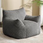 Bean-Bag Chair for Adults Teens - Large Corduroy Bean Bag Chairs with Back Support and Armrests, Adult BeanBag Lazy Sofa with Filler for Living Room, Bedroom, Reading, Grey
