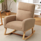 HCHAIRH Rocking Chair Nursery, Sherpa Nursing Rocking Chairs, Upholstered Nursery Glider Rocker for Mom Nursery Morden Accent Rocking Chair with Side Pocket for Living Room,Bedroom,Teddy Camel