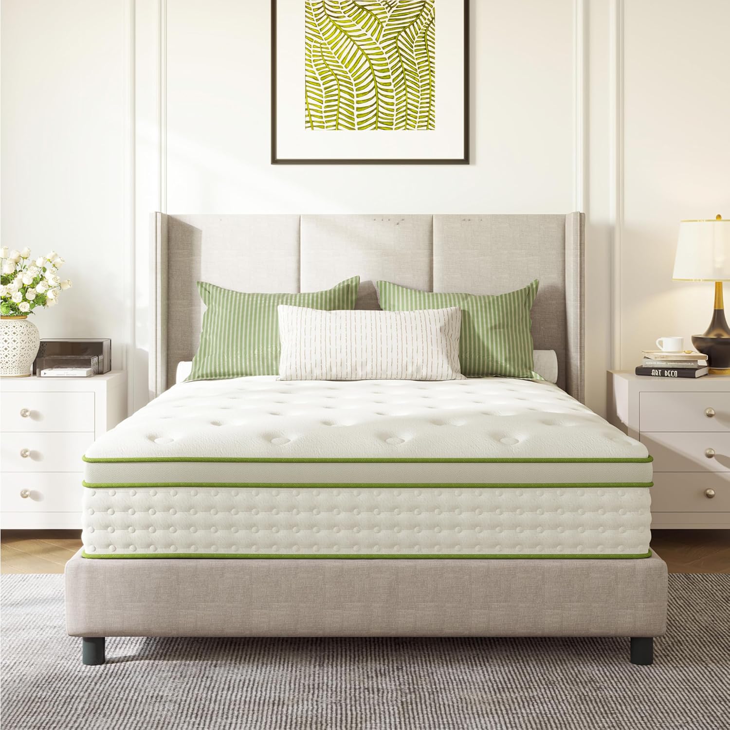 Queen Mattress, 12 Inch Medium Firm Hybrid Mattress in a Box, Motion Isolation, Reinforced Edge Support, Fiberglass-Free, Pressure Relief, CertiPUR-US Certified
