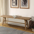 Wnutrees 55" Farmhouse Wood Bench, Rustic Solid Wood Dining Room & Entryway Bench Seat for Indoors, Easy Assembly, Natural