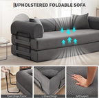IDEALHOUSE 4 in 1 Convertible Sleeper Sofa Bed Couch, 79 Inch Boneless Corduroy Floor Couch with Pillows, No Assembly, Modern Deep Seat Sofa Futon Mattress for Living Room,Apartment,Gray