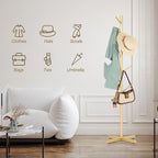 ZOZOE Metal Coat Rack Stand, Modern Coat Rack Freestanding with 8 Hooks, Coat Racks Easy to Assemble, Coat Tree Stand for Bags, Hats, Entryway, Office (Golden)