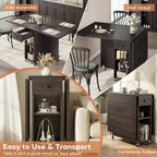 Jocoevol Space Saving Folding Dining Table for 4, Foldable Dining Table with Drawer and Storage Shelf, 6 Wheels Drop Leaf Kitchen Dining Room Table for Small Space (Walnut, 47.2" x 23.6" x 29.9")