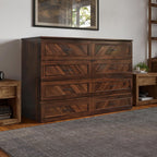 AFI, Alpine Queen Wood Murphy Bed Chest with 6" Mattress, Storage Drawer & Built-in USB Charger, Barnwood