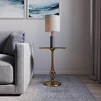 Side Table - Iron Pedestal Table with Antique Gold Finish for Couch, Loveseat, Entryway, or Bed - Vintage Living Room Furniture by Lavish Home