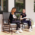 Two-Person Outdoor Glider Bench with Center Table for Garden Patio Use