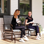 Two-Person Outdoor Glider Bench with Center Table for Garden Patio Use