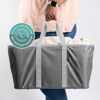 CleverMade Collapsible Laundry Tote 2-Pack (50L) – Foldable Carry-All Storage Bin for Laundry, Car Trunk, RV, Dorm & Home Organization - Charcoal
