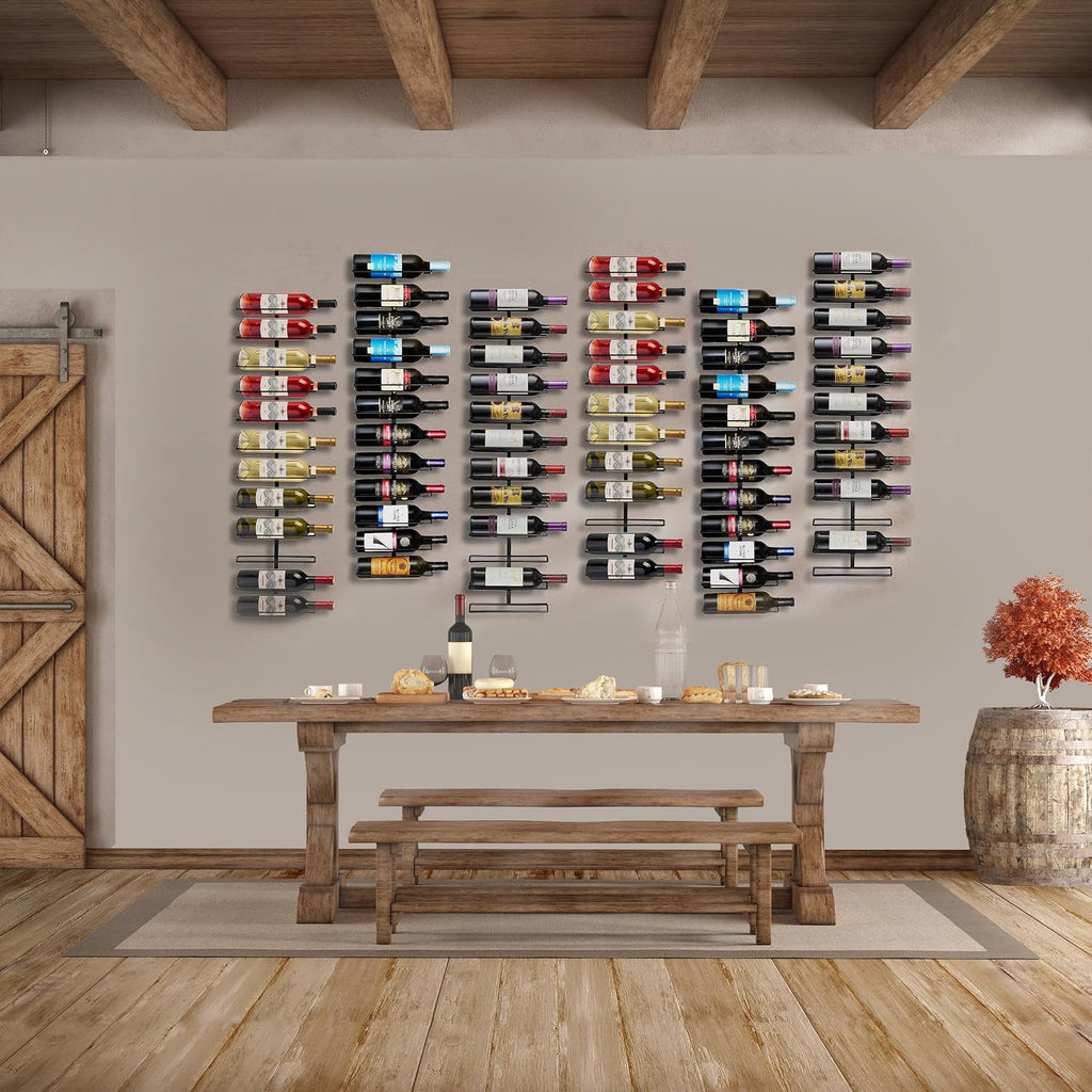 Sorbus Wall Mount Wine Rack – Holds 12 Bottles – Black Metal Wine Bottle Holder for Wall, Modern Wine Rack for Home Bar, Kitchen