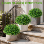 Fake Plants Artificial Plants Outdoor for Spring Summer Decor, 2 Pack Boxwood Fake Potted Plant Artificial Greenery Realistic UV Resistant Faux Outdoor Plant with Pot for Outside Porch Garden Patio