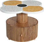 Christopher Knight Home Maven Four-Leaf Clover Side Table with Drawer, Modern Sofa End Table for Living Room, Wooden Accent Table with Pedestal Base, Natural+Yellow+White