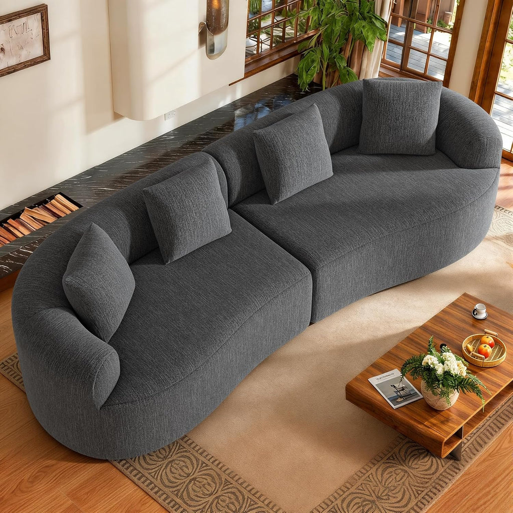 110” Modern Curved Sofa,Oversized Couch for Living Room,Cloud Couch with Boneless Couchs,Modular Sectional Sofa with Deep Seat,No Assembly Required,Black