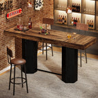 Tribesigns 70.9" Extra Long Bar Table, Industrial Counter Height Table, Rectangular Bar Height Tables with Metal Footrest for Kitchen Dining Room, Living Room, Pub (Rustic Brown & Black)