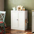 34.6" White Metal Pantry Cabinet with Adjustable Shelves, Freestanding Kitchen Storage Organizer, Easy-Grip Handles for Kitchen Dining Room Apartment, Durable Steel Frame with Cust
