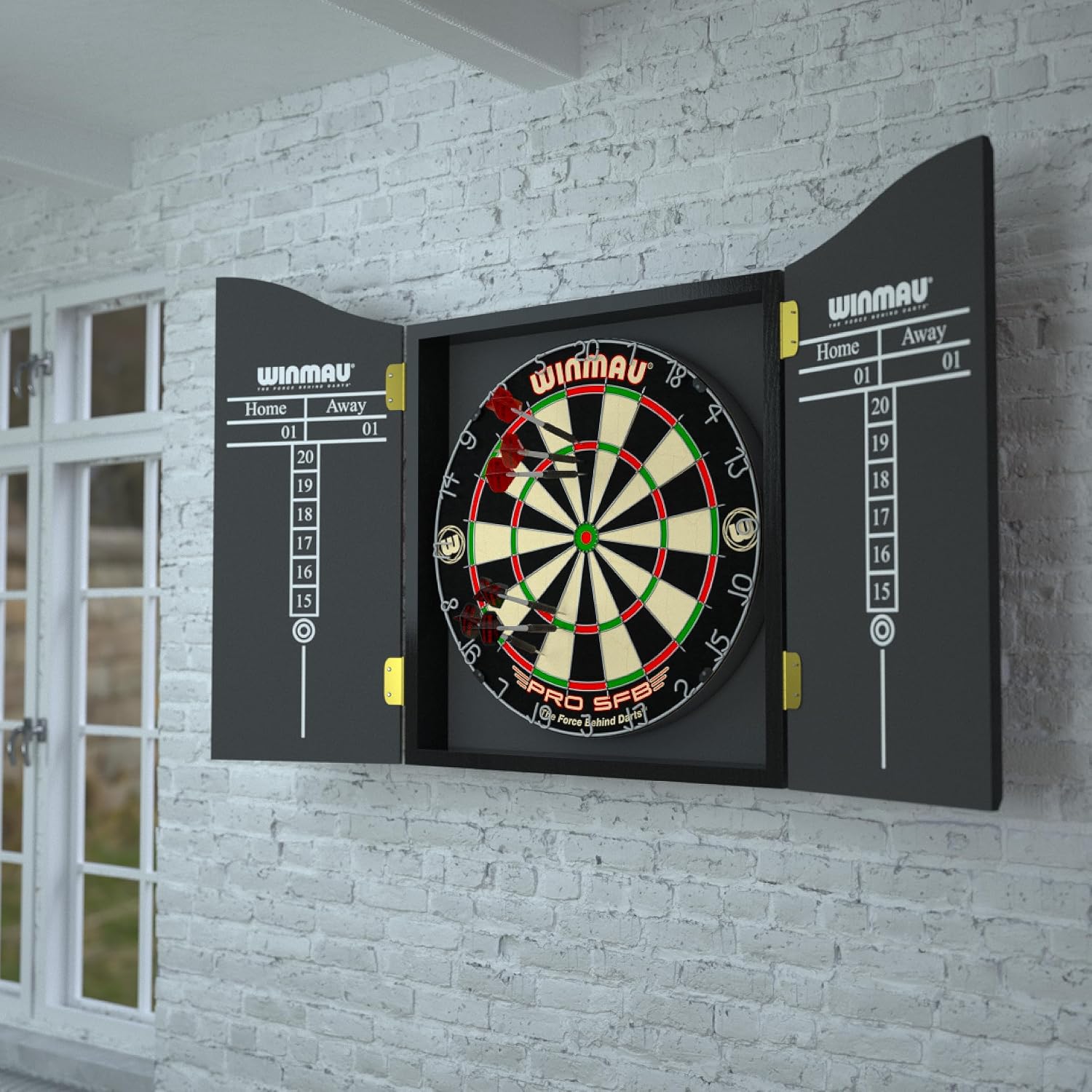 WINMAU Man Cave Complete Dartboard Cabinet Set