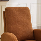 27.2" Rocking Chair for Nursery, Sherpa with Morden High Back and Side Pocket, Rocking Accent Armchair with Rubber Wood Legs for Living Room, Bedroom, Caramel