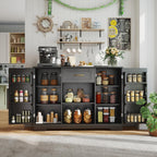 Gizoon 45" Coffee Bar Cabinet with Door and Shelves Kitchen Hutch with Countertop, Kitchen Buffer Cabinet with Storage for Bedroom and Living Room, Black