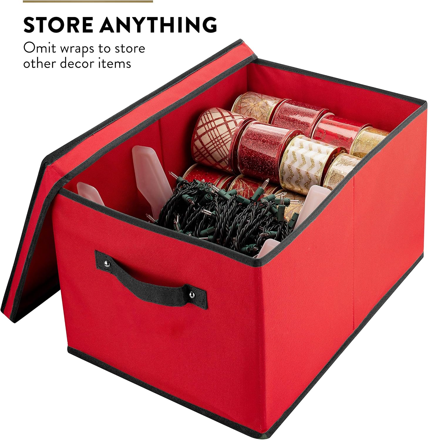 ZOBER Christmas Light Storage Reels - Christmas Light Organizer with 4 Plastic Wheels - Fits 200 Mini Lights Per Spool, Lights Storage - Strong & Durable Material - Stitched Reinforced Handles - Red
