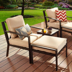 LOKATSE HOME Single Sofa Chair with Ottoman for Living Room Porch Garden Balcony, Beige