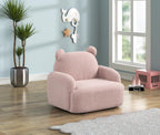 25.5" W Pink Sherpa Bear Shaped Armchair