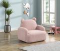 25.5" W Pink Sherpa Bear Shaped Armchair
