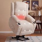 Heavy Duty Power Lift Recliner Chair for Elderly, 400lbs Capacity Massage and Heat Recliner, Soft Corduroy 160° Reclining Electric Stand Up Chair, USB & Type-C, Memory Foam, Cup Holders
