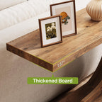 LITTLE TREE 43.3-Inch Farmhouse Console Table, 2-Tier C-Shaped Sofa Table Behind The Couch, Wooden Narrow Entryway Hallway Foyer Table for Living Room, Entrance, Rustic Brown