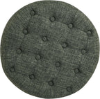 Homepop Home Decor | Upholstered Round Tufted Foot Rest Ottoman | Ottoman with Storage for Living Room & Bedroom | Decorative Home Furniture, Green Clover Fabric