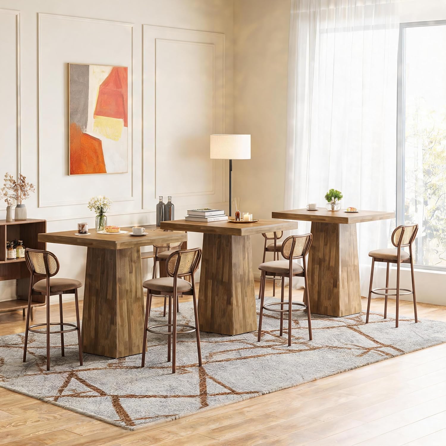 Tribesigns 39.4" H Square Bar Table, Industrial High Top Pub Cocktail Table, Wooden Home Bar Unit for Bistro, Kitchen, Dining Room, Coffee, Small Space (Table Only)