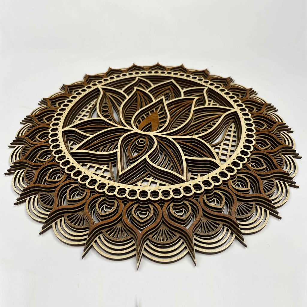 Mandala Wall Art, Mandala Wood Wall Art Decor, Lotus Flower Wall Decoration, Layered Mandala (X-Large)