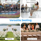 HealSmart Set of 10 Plastic Folding Chairs, Portable Stackable Seats with Reinforced Metal Frame, 330 Lbs Load Capacity, Multipurpose Furniture for Wedding Party Picnic Office Indoor Use, White