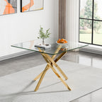 HomVent 3 Piece Square Glass Dining Table Set, Square Glass Kitchen Table Set for 2 with 2 PU Upholstered Dining Chairs for Kitchen Dining Room